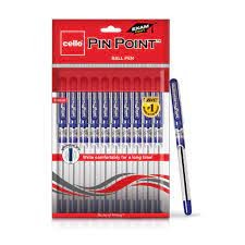 CELLO PINPOINT BLUE LIGHTWEIGHT GRIP BALL PEN, SET OF 10