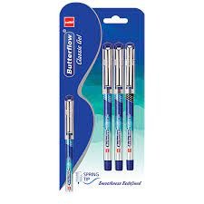 Cello Butterflow Classic Gel Pen - For Smooth Writing, Blue & Black, 3 pcs