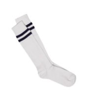 White With Navy Blue Strips  Socks | Hutchings High School